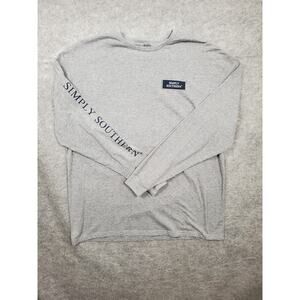 Simply Southern Unisex Size Large Long Sleeve Gray Graphic Tee Hiking Dog